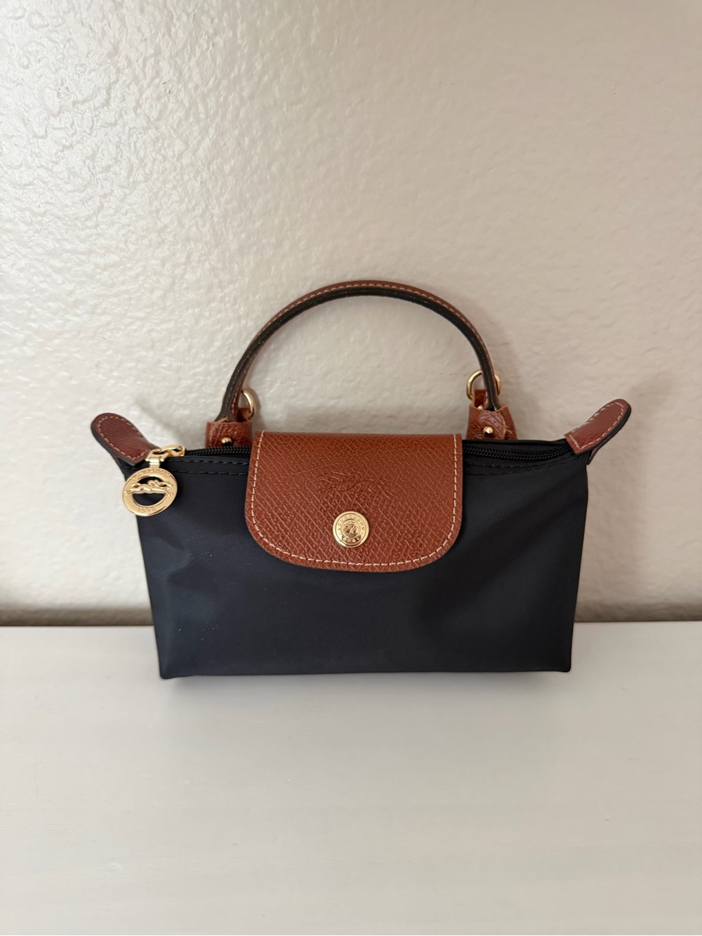 Longchamp Le Pliage Original Mini Pouch with Handle - Black